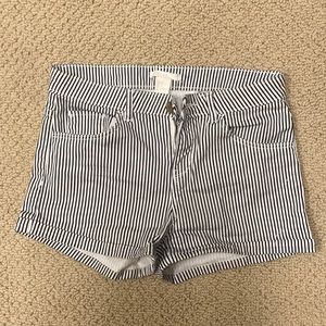 Striped denim shorts